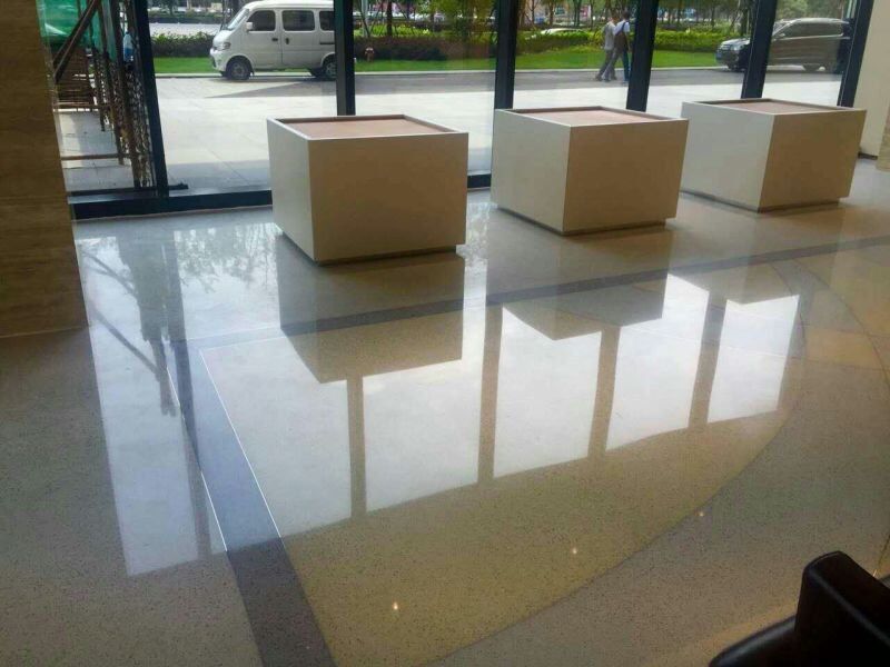 河北石家莊商業(yè)展廳無機(jī)磨石地坪效果！